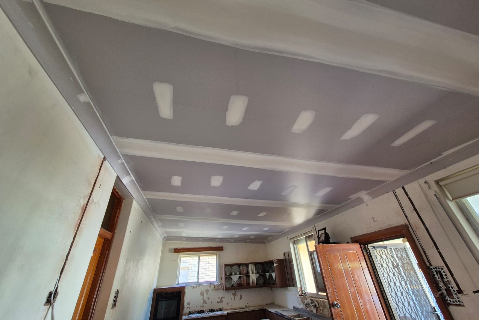 Loungeroom ceiling replacement above kitchen